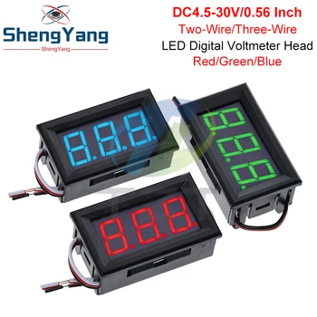 0.56 אינץ ' מיני אדום ירוק כחול תצוגת LED לוח מתח מד וולטים לשימוש ביתי מתח 3 דיגיטלי DC 4.5 V 30V 2 / 3 חוטים