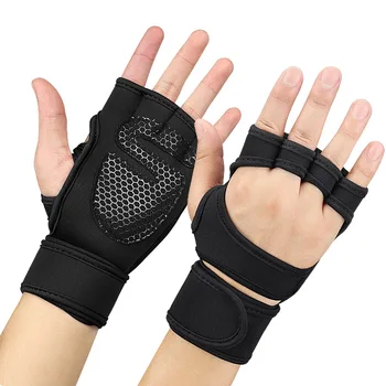 1 זוג -להחליק ספורט מכון כושר כפפות Shockproof הרמת משקולות אימון כפפות חצי אצבע MTB כפפות רכיבה על אופניים לגברים, נשים