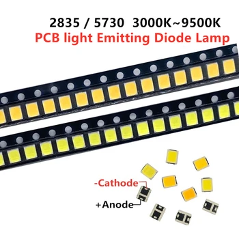 100PCS באיכות גבוהה SMD2835 SMD5730 נחושת 3V 60-65LM LED דיודה פולטת אור 0.5 W LED שבב סופר מבריק LED חרוזים לבנים.