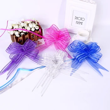 10pcs אריזה פרח קשת סרט Bowknot יפה מוצק צבע למשוך קשת מתנה למסיבת החתונה רכב קישוט חדר מתנות תיבת טובות