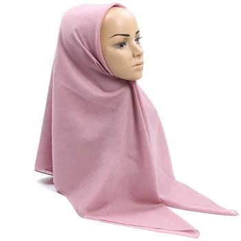110*110cm כיכר Hijabs מוצק צבע הצעיף המוסלמים ראש עוטפת פוליאסטר צעיפים קלים בגימור סתיו אגזוזים הקמעונאי 1PC