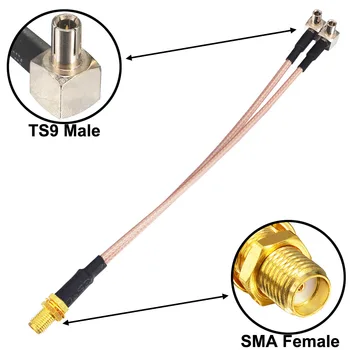 110 יצירה/הרבה SMA - TS9 מתאם SMA הנשים Y סוג 2 TS9 זכר מחבר מפצל צמה כבלים RG316 15CM