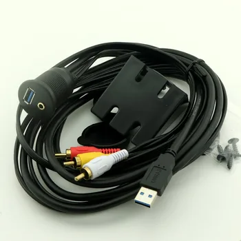 1pc רכב דש הר סומק, USB 3.0 זכר ו-3 RCA זכר ל-USB 3.0 נקבה + 3.5 mm Female Audio כבל מתאם ערכת 2M