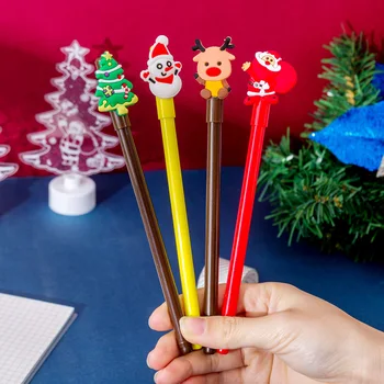 1PC תלמיד יצירתי ג 'ל עט כתיבה חג המולד מתנת קטן מתנה, סנטה קלאוס, איש שלג, איילים תיקון ג' ל עט