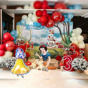 1SET דיסני שלגיה סדרה לטקס כדור סט מעוצב עם אדום וצהוב חתונה, מסיבת יום הולדת התינוק צילום אביזרים