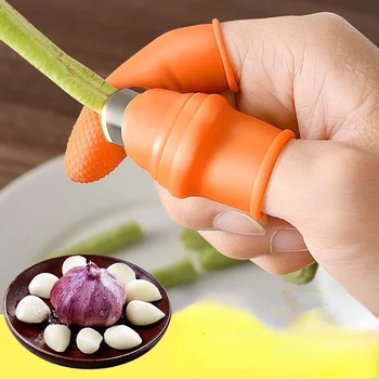 1Set סיליקון סכין אגודל עם האצבע-מגן הילוכים חיתוך ירקות קציר סכין מפעל להב אביזרים למטבח