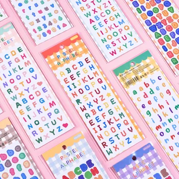 2 סדינים בצבע נצנצים סרט הלב מספר האלפבית לייזר דקורטיביים מדבקות עבור DIY יומן אלבום אישי יומן כתיבה
