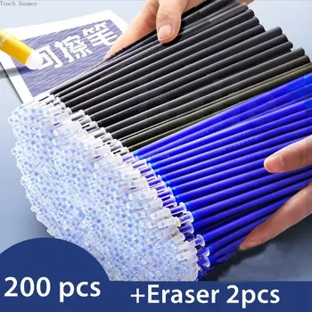 200+2Pc הקסם ניתן למחיקה עט מילוי כחול דיו שחור 0.5 מ 