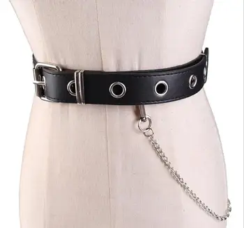 2019 הטבעת החדשה גבירותי חגורת שרשרת פאנק בסגנון אוויר העין קישוט קעורה דוגמנות החגורה