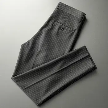 2020 המכנסיים בקיץ זכר פסים שחורים עסקי מזדמן תשע נקודות המכנסיים מכנסיים של גברים פנאי ישר סלים מכנסיים L75
