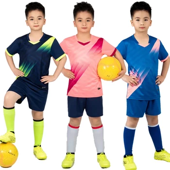 2021 ילדים מדים כדורגל ילדים ילדה נוער ג 'רזי קבע בית שרוול קצר ערכת מכנסיים קצרים ילד כדורגל ג' רזי קבע ספורט