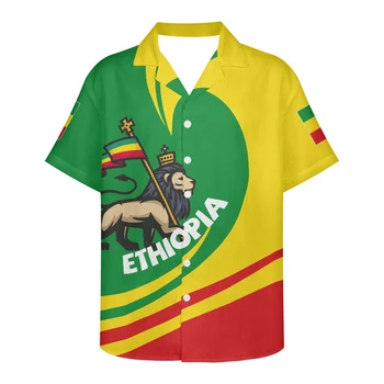 2022 אביב קיץ גברים החולצה של אפריקה דגל הדפס שרוול קצר עם צווארון וי בתוספת גודל החולצה Harajuku זכר החולצה