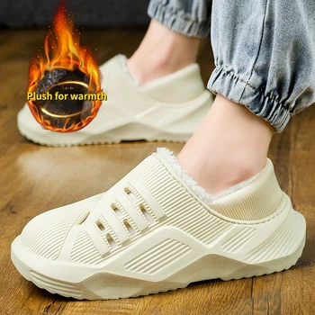 2023 אופנה כותנה נעלי בית חיצוני מקורה תיק נשים גברים עקב חם כותנה מגב נעליים מזדמנים שחור כמה קטיפה חום