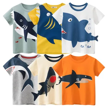 2023 החדש בגדי קיץ קריקטורה כריש הדפסת החולצה T בנים & בנות חולצת ילדים שרוול קצר כותנה חולצות בגדי ילדים
