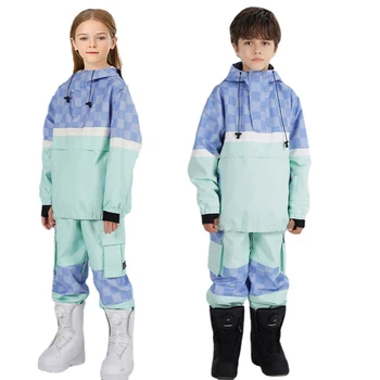 2023 החורף החדש לילדים סקי חליפת בנות סנובורד ילדים בנים Windproof סקי עמיד למים להגדיר חם בחוץ שלג ' קט+מכנסיים בגדים