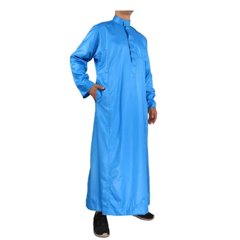2023 חדש מוצק צבע שרוול ארוך הערבי חלוק אופנה האסלאמית גברים, בגדי ערב הסעודית Mercerized קטיפה בד Thobe