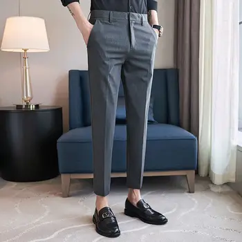 2023 חדש מותג בגדי הגברים ישר-fit חליפת מכנסיים זכר אביב קיץ עסקים למתוח צבע מוצק מכנסיים זכר גודל P220