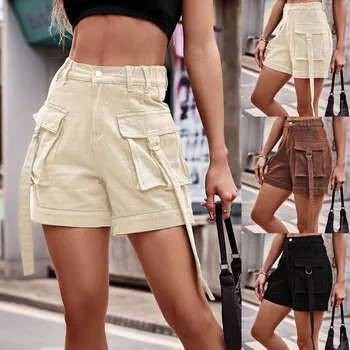 2023 חדש מקרית סרבל מכנסיים אלגנטיים פראי מכנסי אופנה גבוהים המותניים של נשים מכנסיים קצרים y2k אופנת רחוב סלים רחב הרגל קו המכנסיים