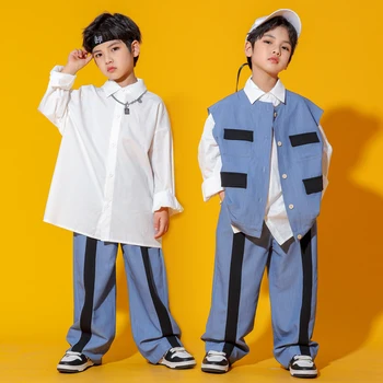2023 ילדים היפ הופ ריקוד תחפושות לילדים רופף חולצות Kpop תלבושות בנים ג ' אז הביצועים תחפושות רחוב Dancewear DQS10592