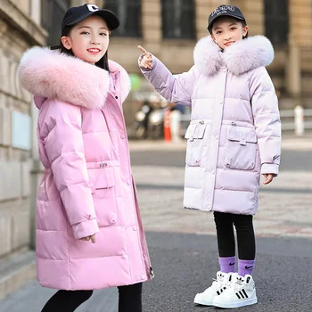 2023 לעבות חורף חם למטה ז ' קט בגדי בנות ילדים פעוטה בגדים מעיל עם ברדס ילדים הלבשה עליונה מעילי שלג חליפה