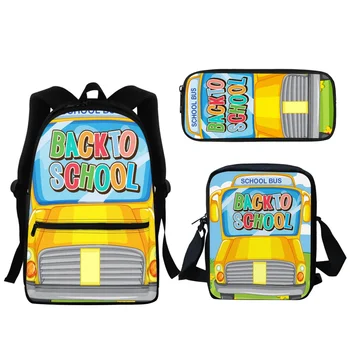 2023 קריקטורה אוטובוס בית הספר לעיצוב ספר לבנות תיק רוכסן ילדים קיבולת גדולה תרמיל מתנה ארוחת צהריים תיק ילקוט קטן הקלמר