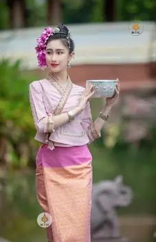 2023 תאילנד מסורתי משובח בגדים מקסימום חולצה חצאית נשים תאילנדיות אלגנטי צילום אלגנטי שמלה למסיבת נסיעות ללבוש.