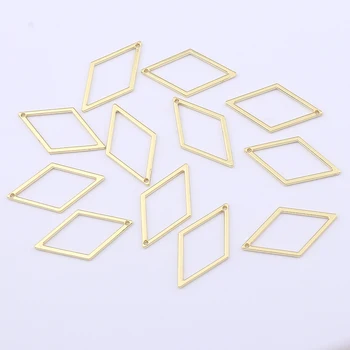 20Pcs צבע זהב חלול פתח גיאומטריות מעוין קסמי תליונים עבור DIY התכשיטים הממצאים אביזרים 33x19mm