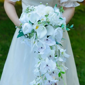 24 אינץ מלאכותי רוז פרחים זרי כלה מדורגים הזר לקבלת הצעה טקס הנישואין האהבה