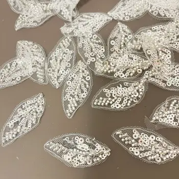 30PCS/חבילת כלה רעלה תיקונים חרוזים עלים קטנים DIY החתונה השמלה תפירה אביזר אפליקציה