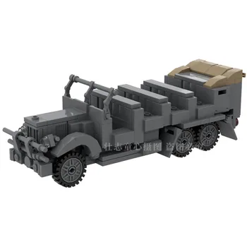 33G1 כבד חצי מסלול קרוואנים מודל אבני בניין קטן חלקיקים אבני הבניין משאית צבאית לבנים ערכות צעצועים לילדים MOC