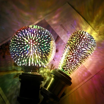3D קישוט LED נורת E27 6W 85-265V וינטג ' אדיסון הנורה כוכב זיקוקים המנורה חג האור בלילה חידוש עץ חג המולד