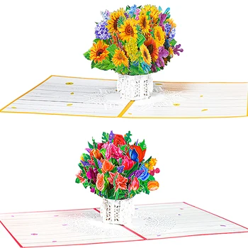 3D רוז קישוט ידידותי לסביבה כרטיס ברכה חיים פרחי אמהות יום זר פרחים ליום הנישואין צבעוני מתקפל DIY מלאכה
