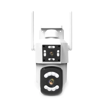 3MP WIFI אלחוטית דו-עינית המצלמה HD מלא צבע ראיית לילה מצלמת מעקב חיצונית מצלמה עמיד למים