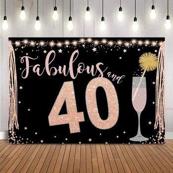 40, יום הולדת נהדר רקע שמפניה נשים תמונה רקע נצנצים אור מסיבת יום הולדת קישוט הבאנר ויניל בנות