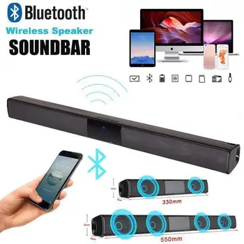 40W אקו קיר Bluetooth רמקול טלוויזיה Soundbar סטריאו HiFi סראונד כרטיס שליטה מרחוק Soundbox סאב וופר אלחוטי רדיו FM