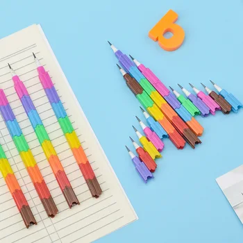 4pcs מערם להחליף עפרונות בניין ללא חידוד עיפרון כדור עיפרון לילדים מתנות 15cm עץ צבעונית עטים