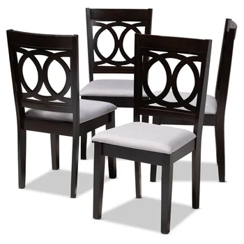 4pcs ריפוד כיסא האוכל, מסעדה הכיסא רהיטים לסעוד בנוחות וסגנון Rubberwood מסגרת אספרסו לסיים.