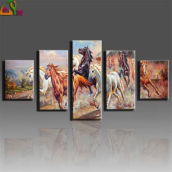 5 לוח סוס יהלום הציור המודרני פועל סוס Cuadros Decorativos ריבוי תמונות אומנות עיצוב הבית יהלום רקמה