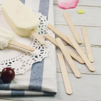 50pcs מקלות ארטיק מעץ מלאכה גלידה מקלות פופ מקלות ארטיק טבעי עץ עוגת כלים DIY ילדים Handwork צעצועים קרח עובש