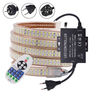 5730 רצועת LED ניתן לעמעום אור שליטה מרחוק 220V 240led/מ ' סופר מבריק LED הרצועה אורות חבל עם 1500W בקר עמיד למים