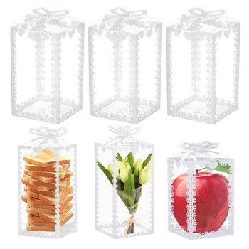 5Pcs PVC תחרה קופסאות הממתקים לחתונה קישוטים למסיבות קופסת מתנה לתינוק להראות טובות ממתקים בקופסה עם סרט