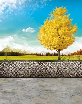 5x7ft רצפת אבן צהובה עץ דשא צילום תפאורות צילום אביזרים סטודיו רקע