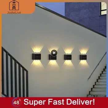 6led מנורת לילה שחור Multi-פונקציה מנורת קיר קל להתקנה חיסכון באנרגיה נוף תאורה חוסכי אנרגיה מנורת הגן 4led