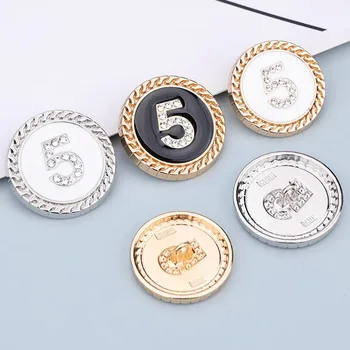 6pcs חמש מספר יוקרה תפירת כפתור בגדים לטפס המעיל אביזר זהב כסף בעבודת יד DIY חומר קישוט זהב
