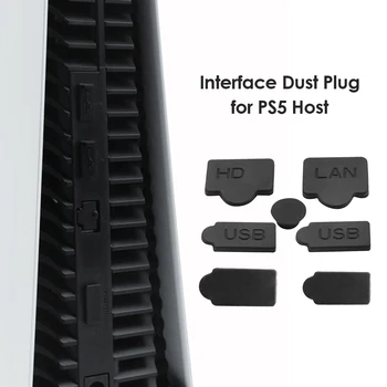 7PCS סיליקון אבק המתחבר להגדיר ממשק USB נגד אבק הכיסוי Dustproof Plug עבור PS5 פלייסטיישן 5 קונסולת המשחק אביזרים חלקים