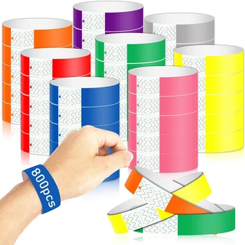800 Pack צבעוניות צמידים עמיד למים היד להקות למסיבה במועדון קל דבק Wristbands