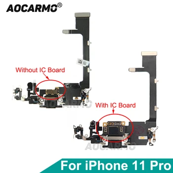 Aocarmo עבור iPhone 11 Pro USB לטעינה יציאת מטען מחבר מזח מיקרופון מיקרופון להגמיש כבלים עם המעגל.