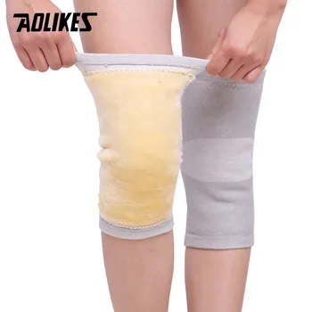 AOLIKES 1Pair אנטי קר מגיני ברכיים ועוד זהב קטיפה למנוע דלקת מפרקים להתחמם הברך מגן תמיכה לנשימה לעבות Kneepad