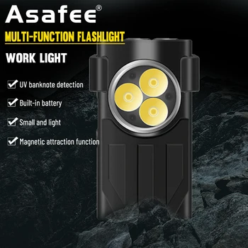 Asafee רב תכליתי מיני בהיר פנס צד אור מגנטי היניקה נייד מחזיק מפתחות מנורת USB נטענת לפיד