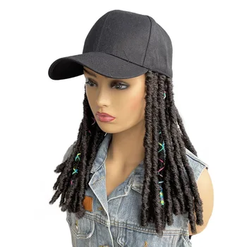 BCHR כובע ראסטות פאות עבור אפרו נשים שחורות יומי סינטטי קלוע שיער כובע בייסבול חרדה מנעולים הפאה